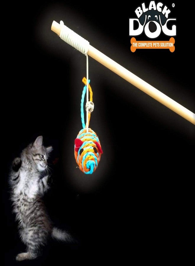 Black Dog Cat Toy Mouse Stick, Kitten Toys for Stick Mouse with Rope,Inside Interactive Cat Toys Kitten/Puppy Exercise Multi Color Stick Mouse Toys, Safe for Your Kitty/Cat - Image 4